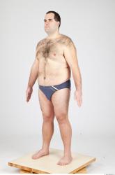 Whole Body Man White Underwear Overweight Studio photo references